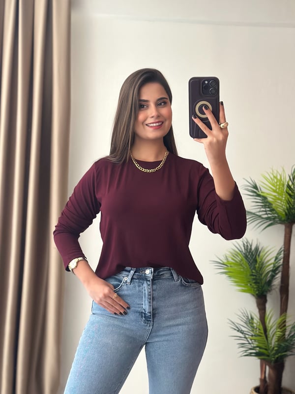 Bisiklet Yaka Salaş Soft Touch Basic Body Bordo