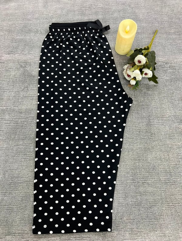 Full Likralı Beli Lastikli Kapri Pijama Altı Puantiye Desenli 