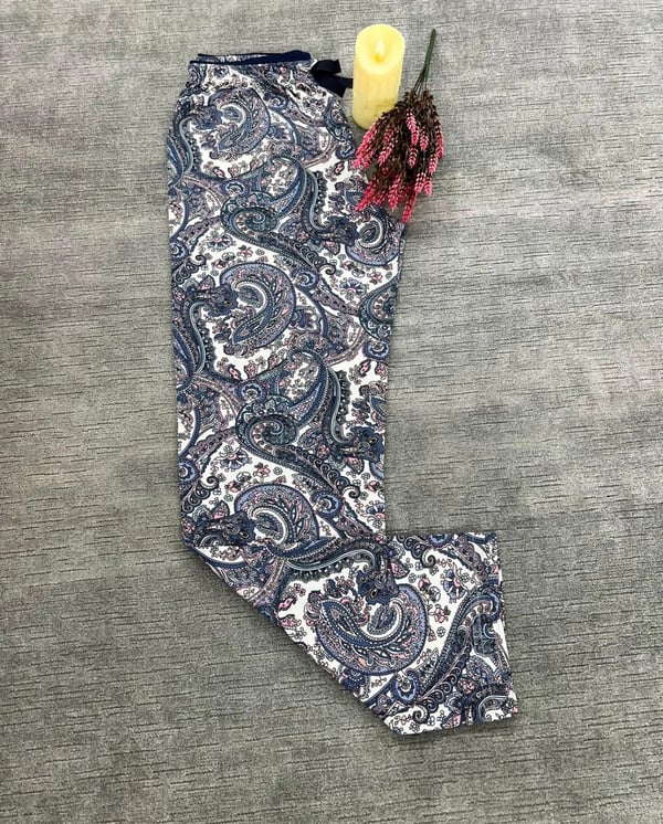Full Likralı Beli Lastikli Uzun Pijama Altı Şal Deseni