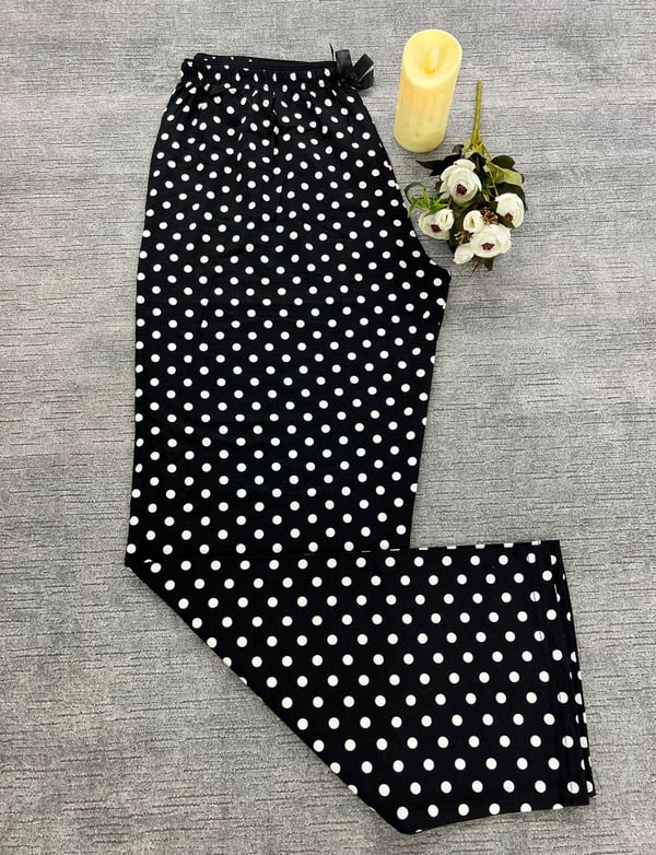 Full Likralı Beli Lastikli Uzun Pijama Altı Puantiyeli Desen