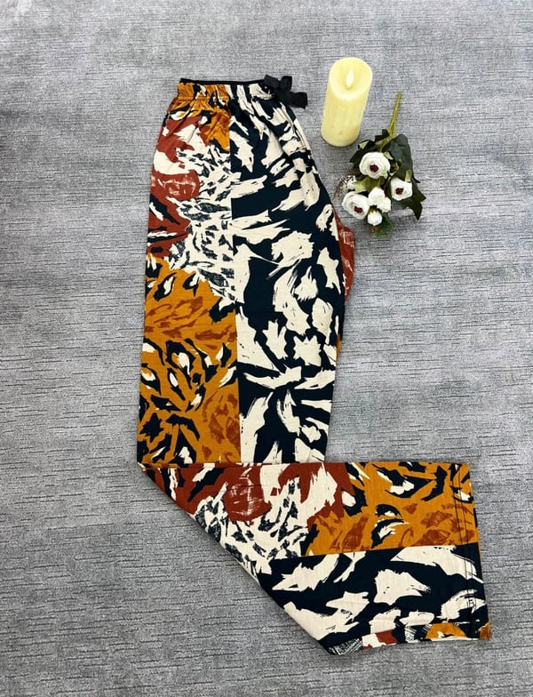 Full Likralı Beli Lastikli Uzun Pijama Altı Bohem Desen