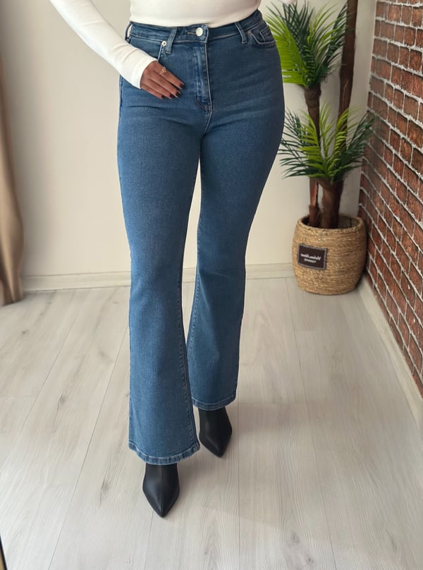 İspanyol Paça Full Likralı Jean Dark Blue 