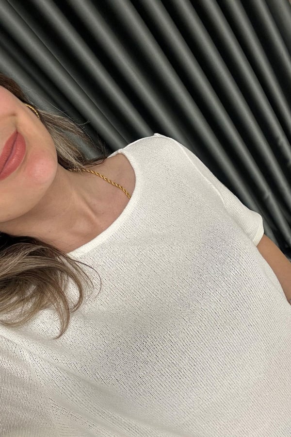 Orj. Marka Dokulu Merserize Bluz Beyaz