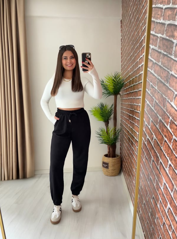 Oysho Modal Kumaş Jogger Eşofman Altı Siyah 