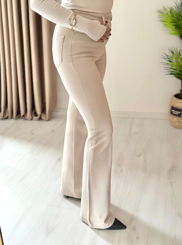 Premium Seri İspanyol Paça Jean Bej