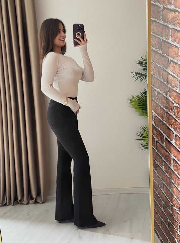 Premium Seri İspanyol Paça Jean Siyah