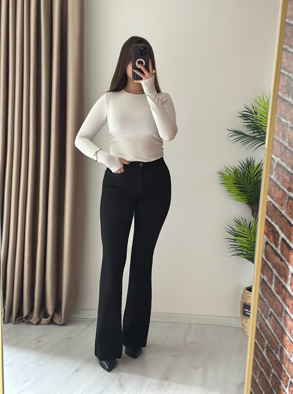Premium Seri İspanyol Paça Jean Siyah