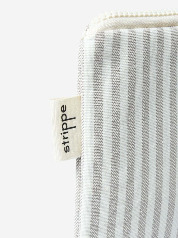 POP - İnce Çizgili Bej Pouch Portföy Çanta