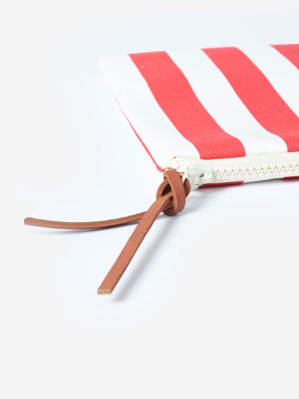 VIBE - Kalın Çizgili Kırmızı Pouch Portföy Çanta