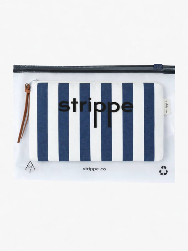 VIBE - Kalın Çizgili Lacivert Pouch Portföy Çanta