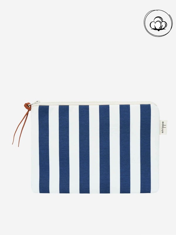 VIBE - Kalın Çizgili Lacivert Pouch Portföy Çanta