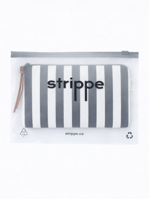 VIBE - Kalın Çizgili Siyah Pouch Portföy Çanta