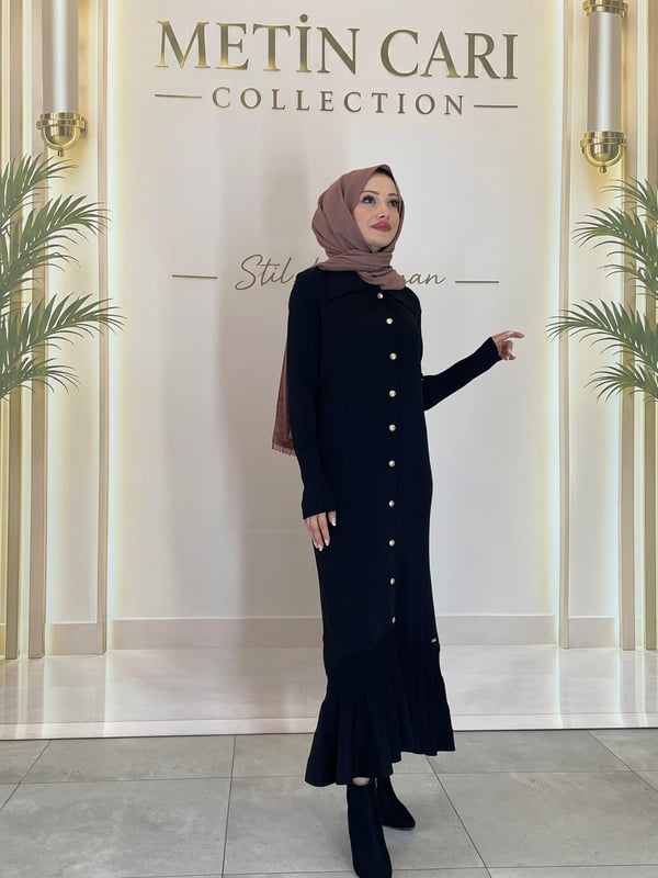 3159 Fitilli Elbise Siyah