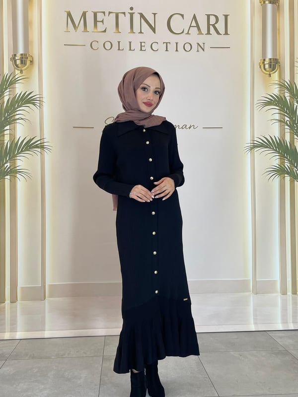 3159 Fitilli Elbise Siyah