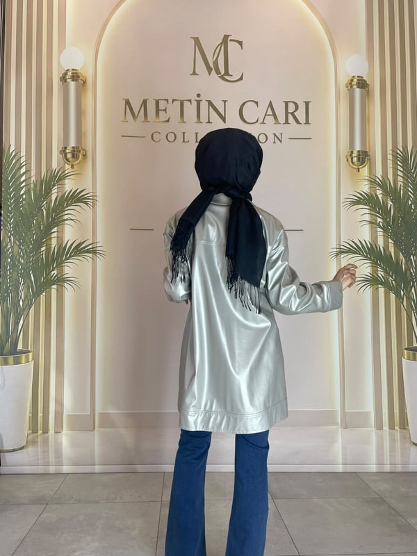 Deri Zımba İşlemeli Ceket 