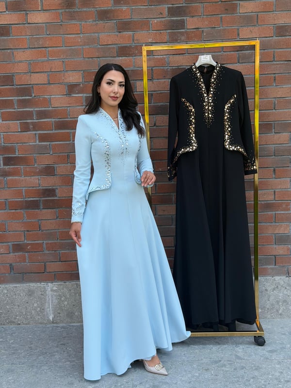 Lacrima Peplum Kesimli Taş İşlemeli Abiye