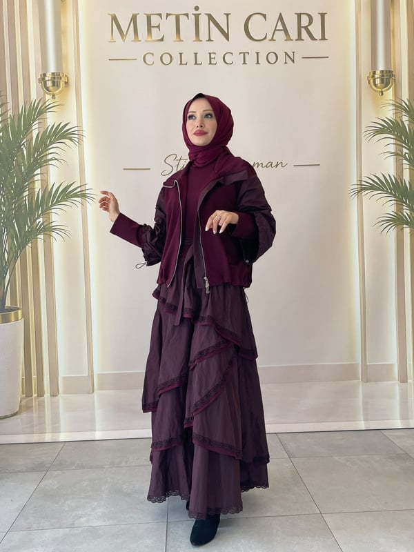 Misswhence İkili Elbise 40809 Bordo