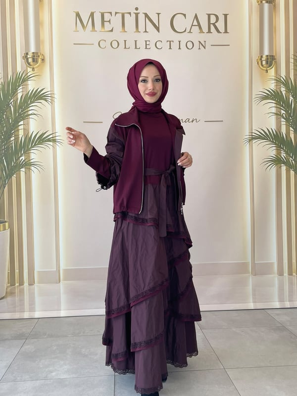 Misswhence İkili Elbise 40809 Bordo