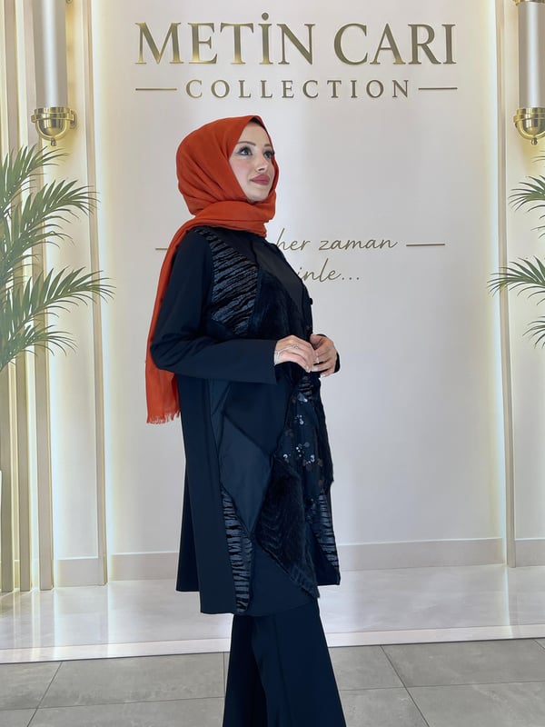 Misswhence Kumaş Kombinli Patcwork Tunik 40009 Siyah