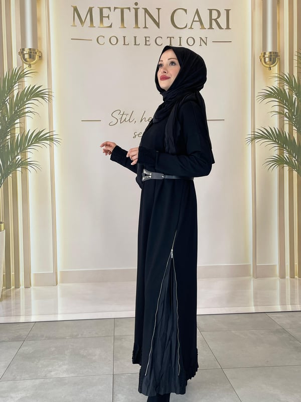 Misswhence Şal Ve Fermuar Detaylı Triko Elbise 40826 Siyah 