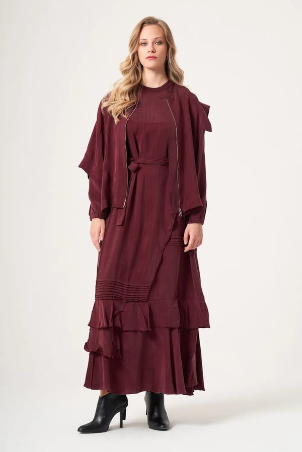 Misswhence Yelekli Elbise 40837  Bordo 