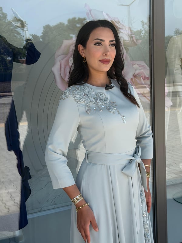 Taş İşlemeli Kloş Etek Elbise 