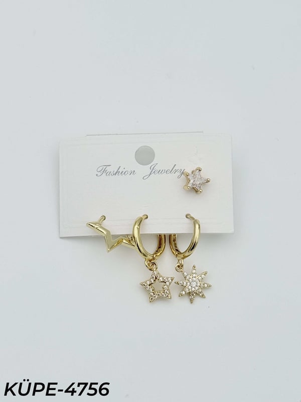 14K 3'lü Set Küpe // KÜPE-4756KÜPE-4756