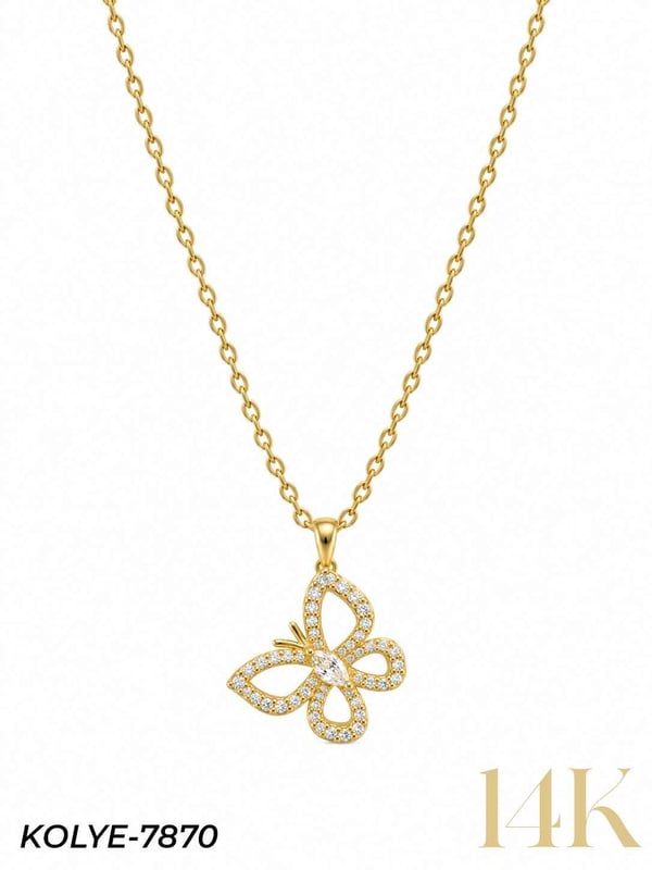 14K Kelebek Motifli Kolye 45 cm // KOLYE-7870KOLYE-7870
