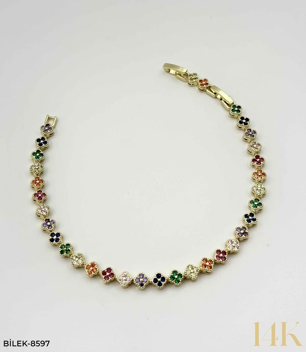 14K RENKLİ YONCA  BİLEKLİK //BİLEK-8597BİLEK-8597