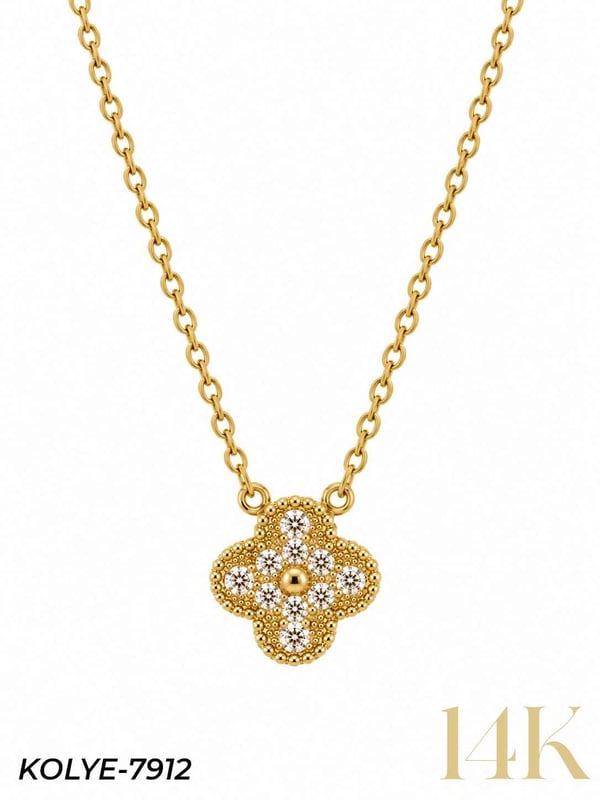 14K Yonca Motifli Kolye 45 cm // KOLYE-7912KOLYE-7912