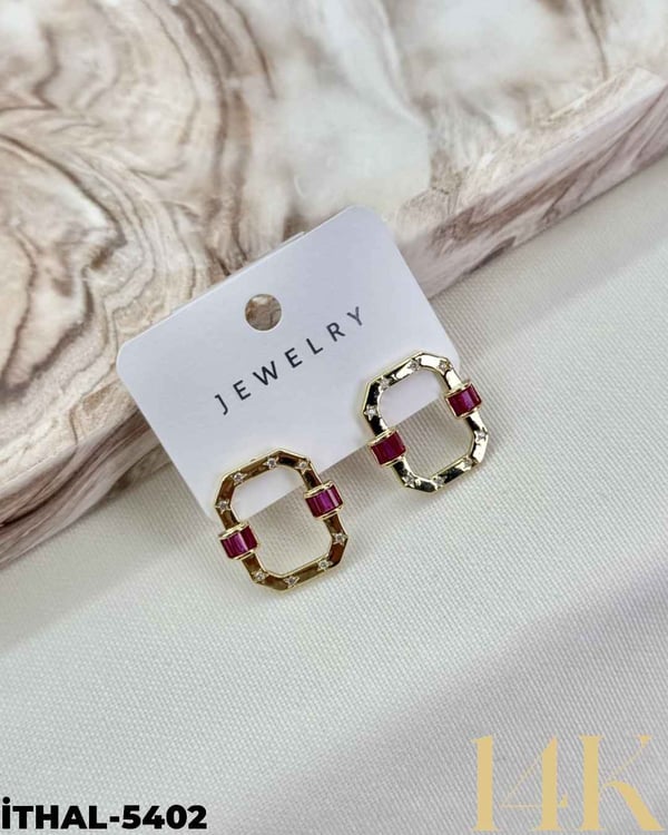 14K Zirkon Küpe //İTHAL-5402İTHAL-5402
