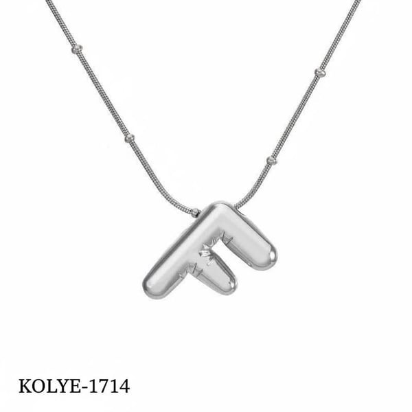 Çelik Balon Harf Kolye (F) 45cm Silver Renk // KOLYE-1714.KOLYE-1714