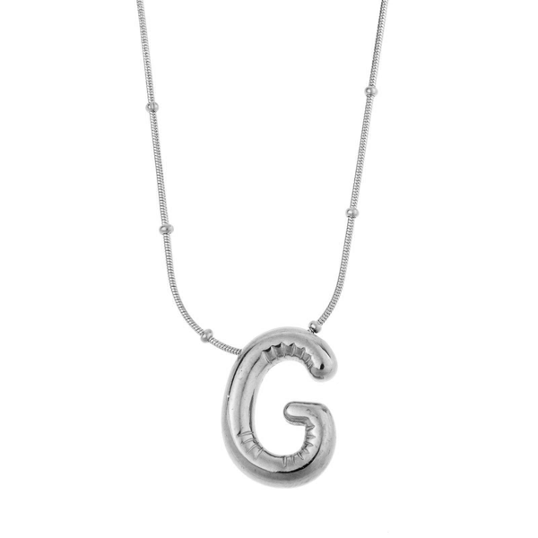 Çelik Balon Harf Kolye (G) 45cm Silver Renk // KOLYE-1715.KOLYE-1715