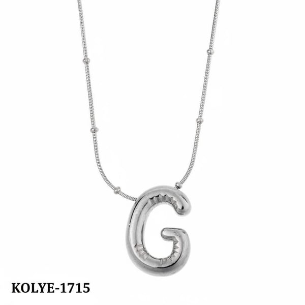 Çelik Balon Harf Kolye (G) 45cm Silver Renk // KOLYE-1715.KOLYE-1715