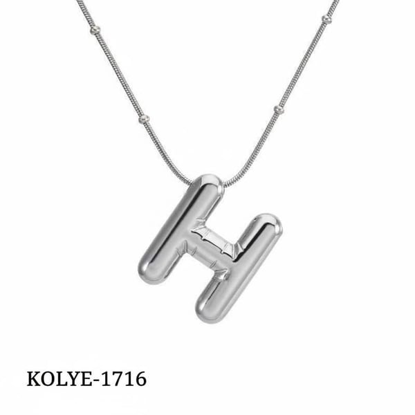 Çelik Balon Harf Kolye (H) 45cm Silver Renk // KOLYE-1716.KOLYE-1716