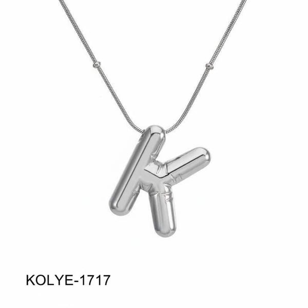 Çelik Balon Harf Kolye (K) 45cm Silver Renk // KOLYE-1717.KOLYE-1717