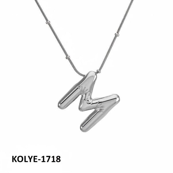 Çelik Balon Harf Kolye (M) 45cm Silver Renk // KOLYE-1718.KOLYE-1718