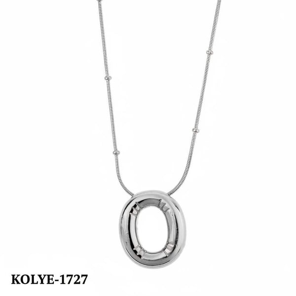 Çelik Balon Harf Kolye Silver (O) 45cm // KOLYE-1727.KOLYE-1727