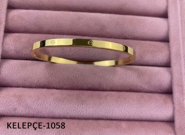 Çelik CRT Model Gold Bebe Boy İnce Taşsız Kelepçe // KELEPÇE-1058.KELEPÇE-1058