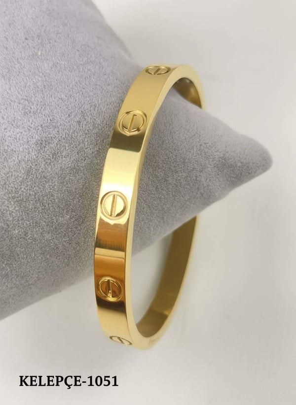 Çelik CRT Model Taşsız Gold Bebe Boy Kelepçe // KELEPÇE-1051.KELEPÇE-1051