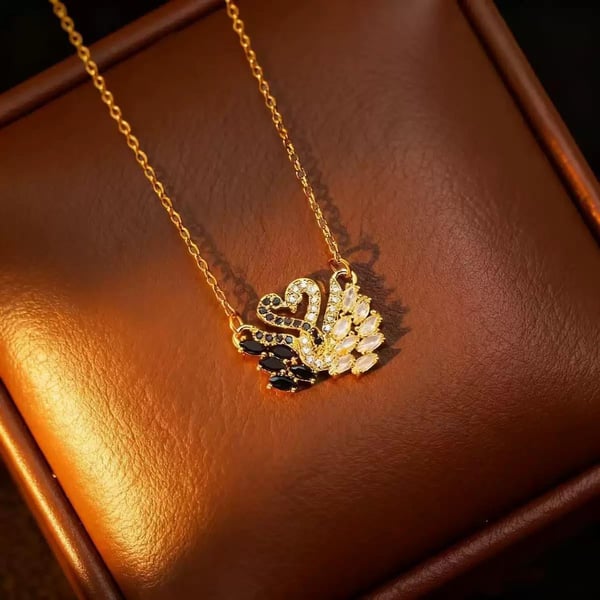 Çelik Gold Renk Çifte Kuğu Kolye // KOLYE-7286KOLYE-7286