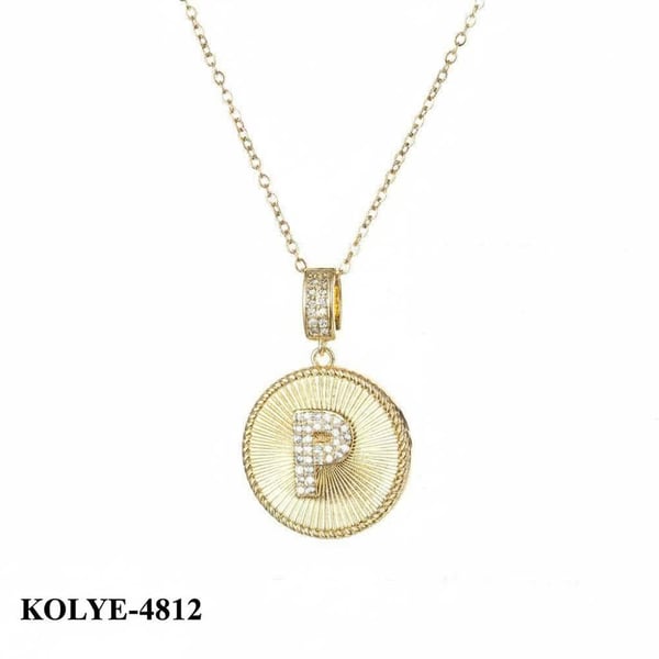Çelik Harf Kolye 45 cm (P) // KOLYE-4812.KOLYE-4812