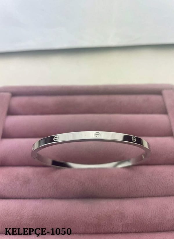 Çelik İnce CRT Model Taşsız Silver Bebe Boy Kelepçe // KELEPÇE-1050.KELEPÇE-1050