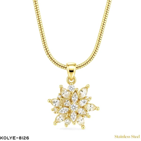 Çelik Taşlı Çiçek Kolye 45CM //KOLYE-8126KOLYE-8126