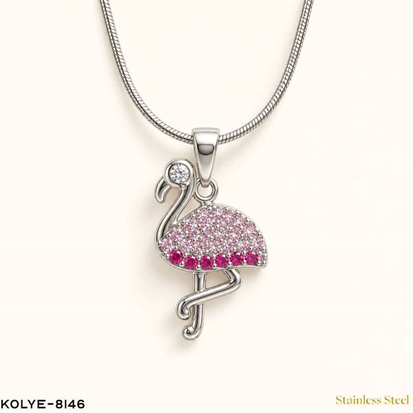 Çelik Taşlı Flamingo Kolye //KOLYE-8145KOLYE-8146