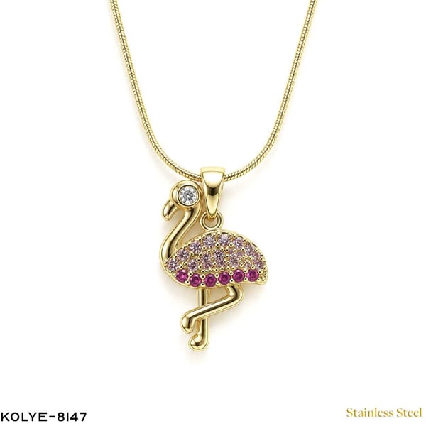 Çelik Taşlı Flamingo Kolye //KOLYE-8146KOLYE-8147