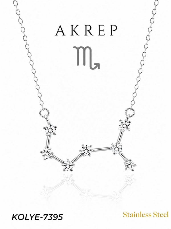 Çelik Yıldız Haritası Kolye Akrep // KOLYE-7395KOLYE-7395