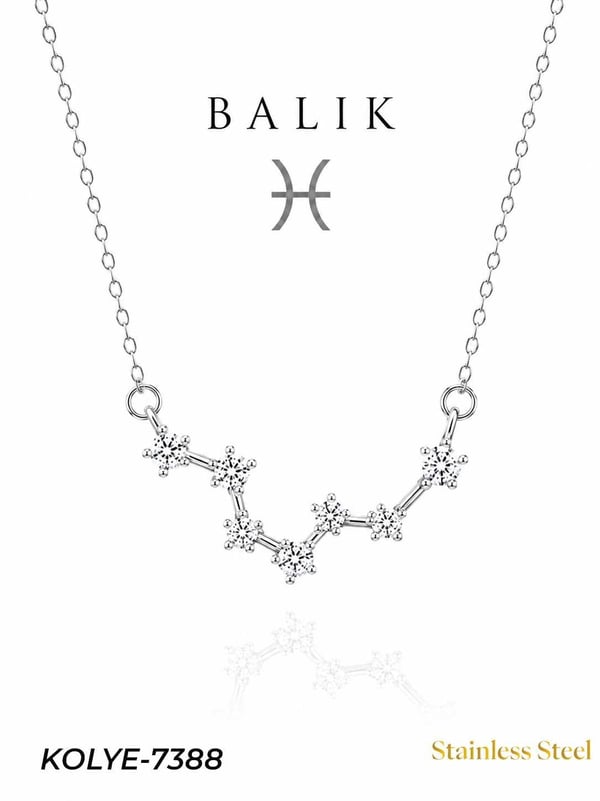 Çelik Yıldız Haritası Kolye Balık // KOLYE-7388KOLYE-7388