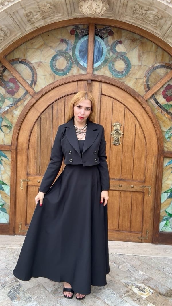 Ceket Askılı Elbise İkili Takım Siyah