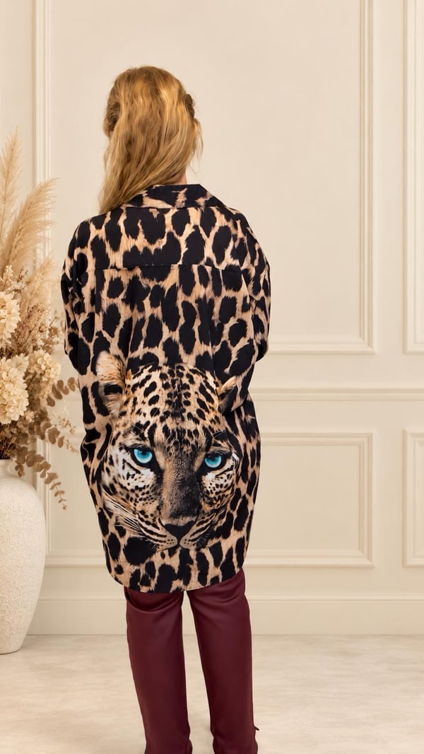 Leopar Gömlek Kahverengi